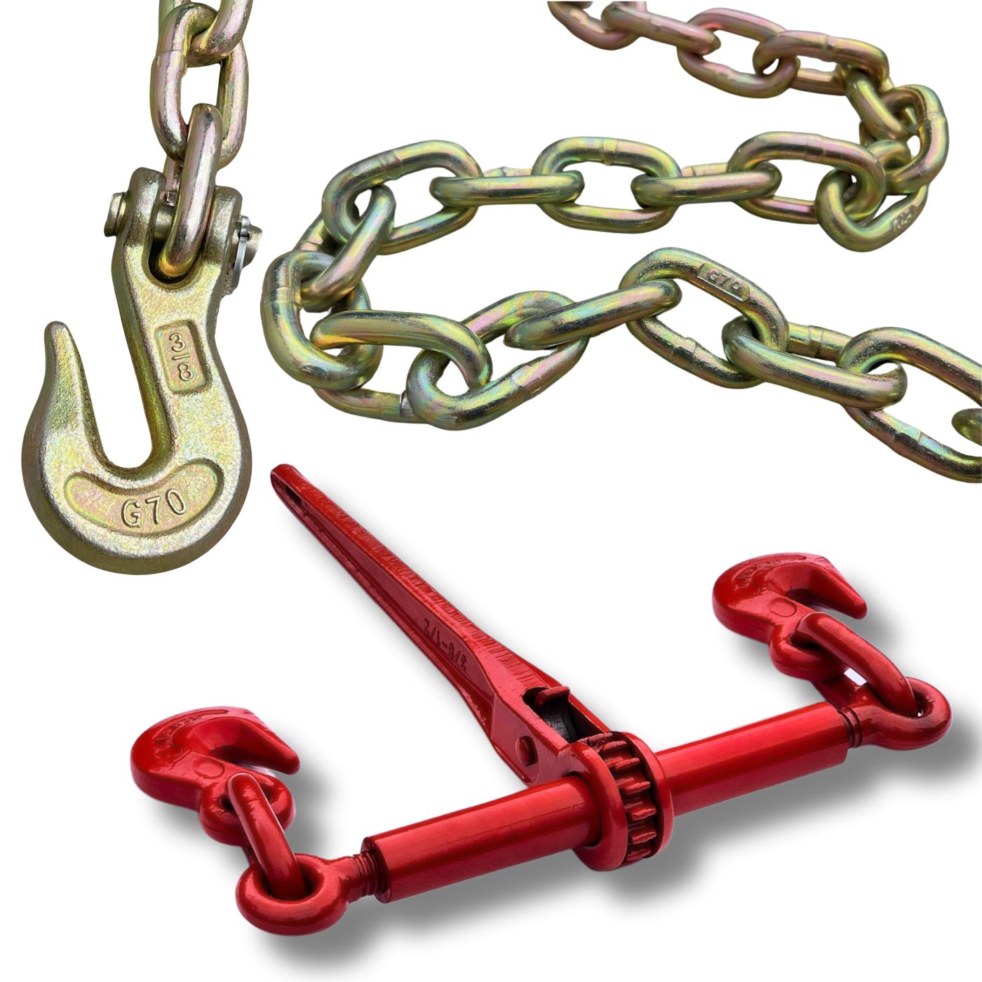 3/8" X 20' Chain and Binder Kit Grade 70 Large Binder Carolina Tarps